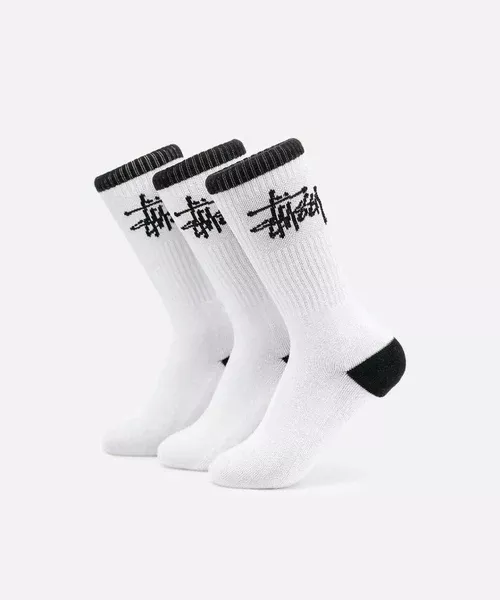 Stussy Mens Graffiti Crew Socks 3PK - White