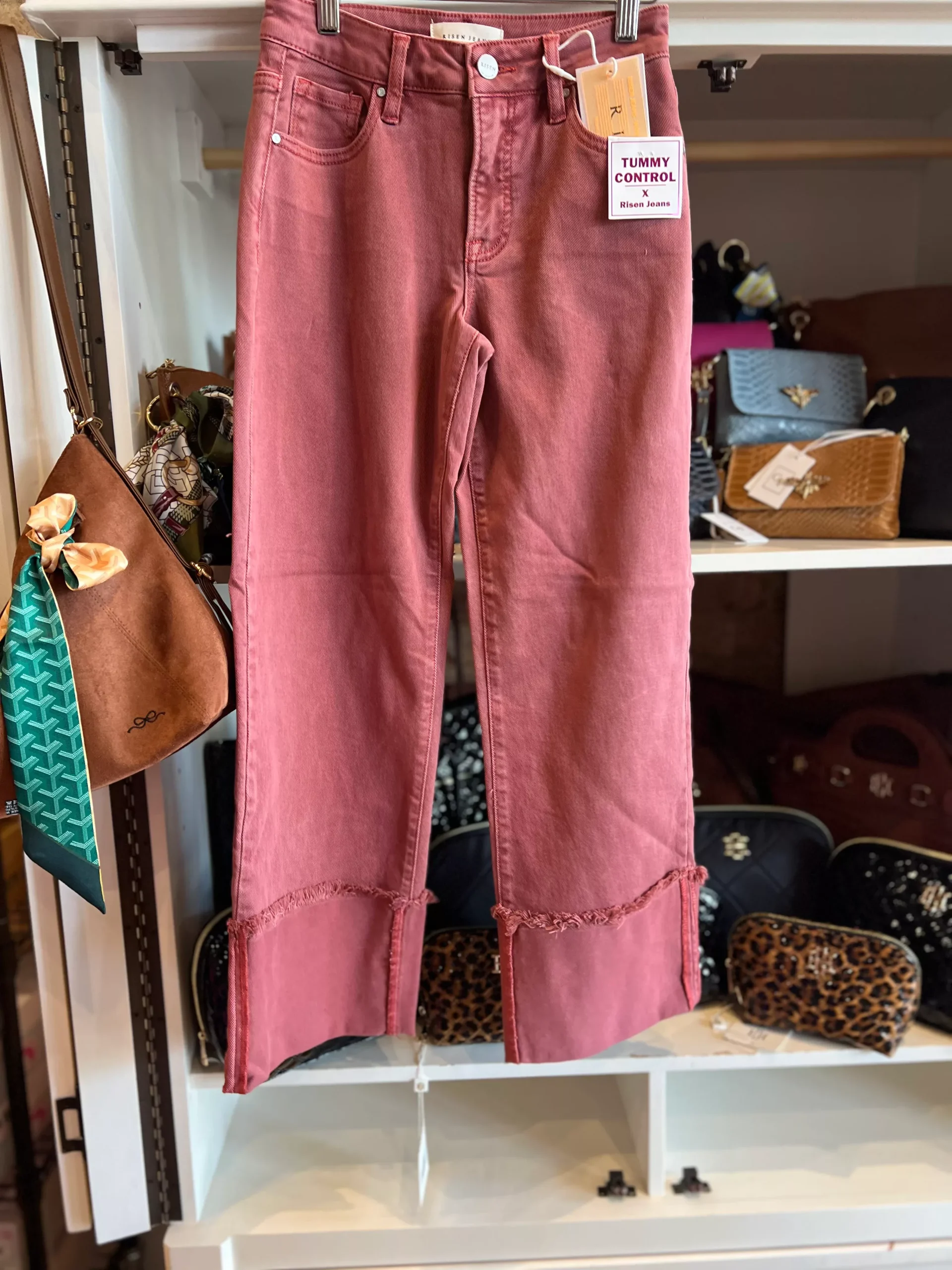 TC Mid Rise Crop Wide Leg Cuffed Pants