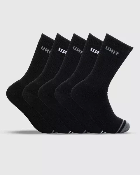 Unit Mens Cotton Crew Socks - 5Pk - Black