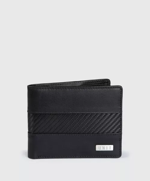 Unit Mens Wallet - Leather Bi-Fold - Carbonx - Black