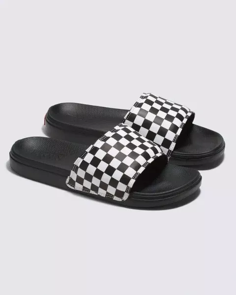Vans La Costa Checkerboard Slides - True White/Black