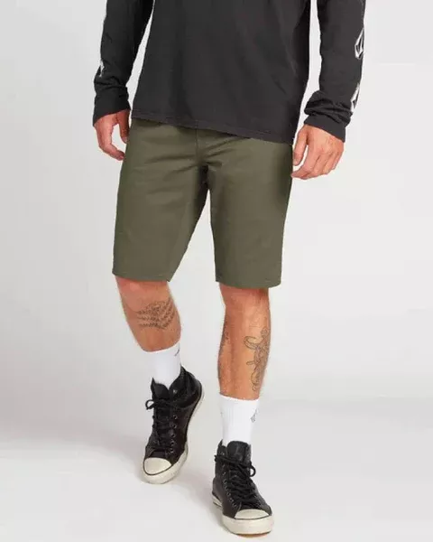 Volcom Solver Lite 5 Pocket Mens Short 19 - Army Green Combo