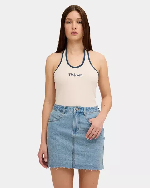 Volcom Womens Ramped Mini Denim Skirt - Stone Blue
