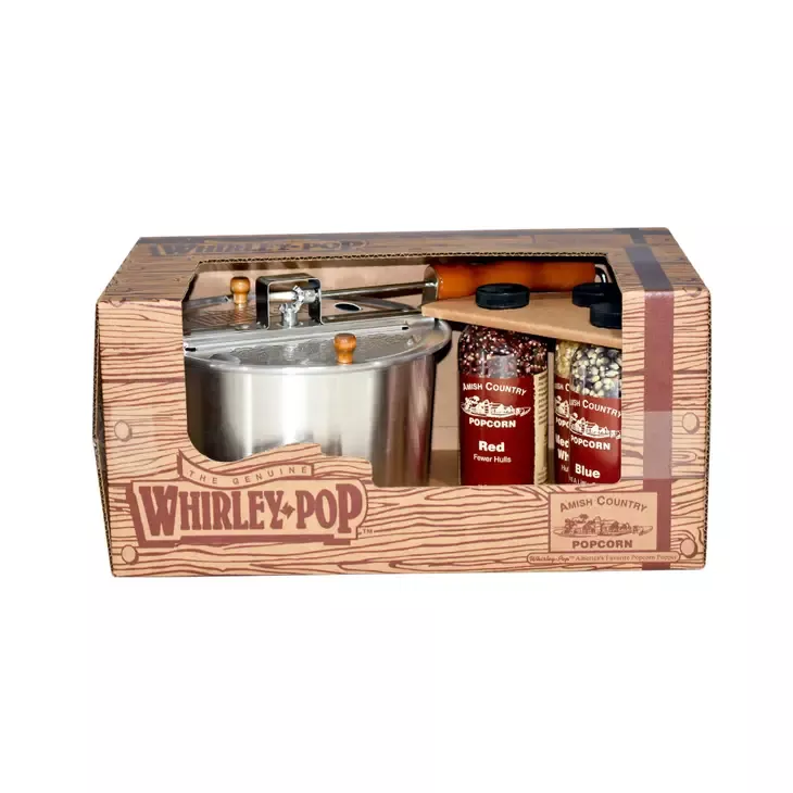 Whirley Pop Gift Set w/ 14oz Bottles of Popcorn
